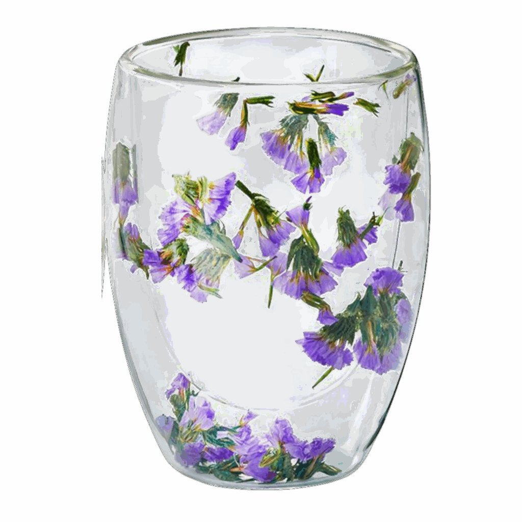 Dubbelwandig glas droogbloemen paars